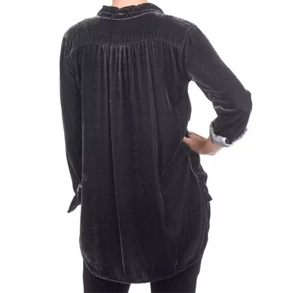 CP Shades Velvet Teton Top Long Sleeve Tunic Black Size Small - Picture 2 of 7